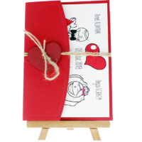 13x18 Kartpostal - Açık Davetiye Zarfı - 13x18-Kraft- Kırmızı Kalpli