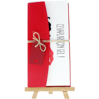 dikdörtgen - Açık Davetiye Zarfı - 21x10-Kırmızı- İpli, Kırmızı Etiketli