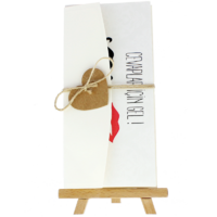 dikdörtgen - Açık Davetiye Zarfı - 21x10-Krem-  İpli, Kraft Kalpli