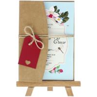 kartpostal - Açık Davetiye Zarfı - Kartpostal-Kraft -  İpli, Kırmızı Etiketli