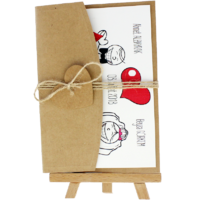 kartpostal - Açık Davetiye Zarfı - Kartpostal-Kraft -  İpli, Kraft Kalpli