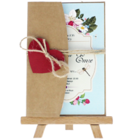 kartpostal - Açık Davetiye Zarfı - Kartpostal-Kraft- Kırmızı Kalpli