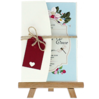 kartpostal - Açık Davetiye Zarfı - Kartpostal-Krem-  İpli, Kırmızı Etiketli