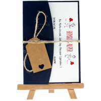 kartpostal - Açık Davetiye Zarfı - Kartpostal-Siyah - İpli, Kraft Etiketli