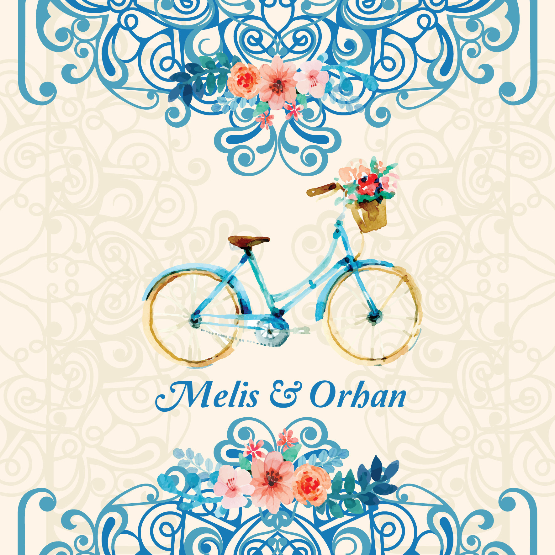 Çiçekli Nişan Davetiyesi